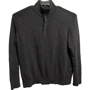 Banana Republic Mens Italian Merino Wool Half Zip Snap Front Neck LS Sweater XL